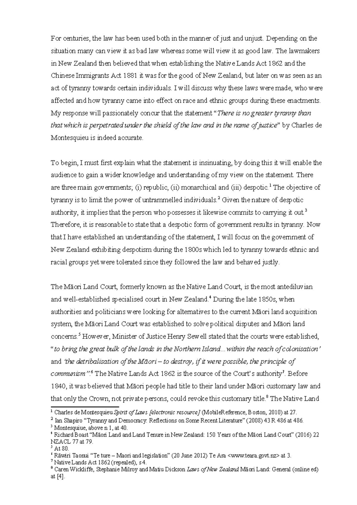 LAWS110 Essay 2: Law as a Shield of Tyranny Against Ethnic Groups - Studocu