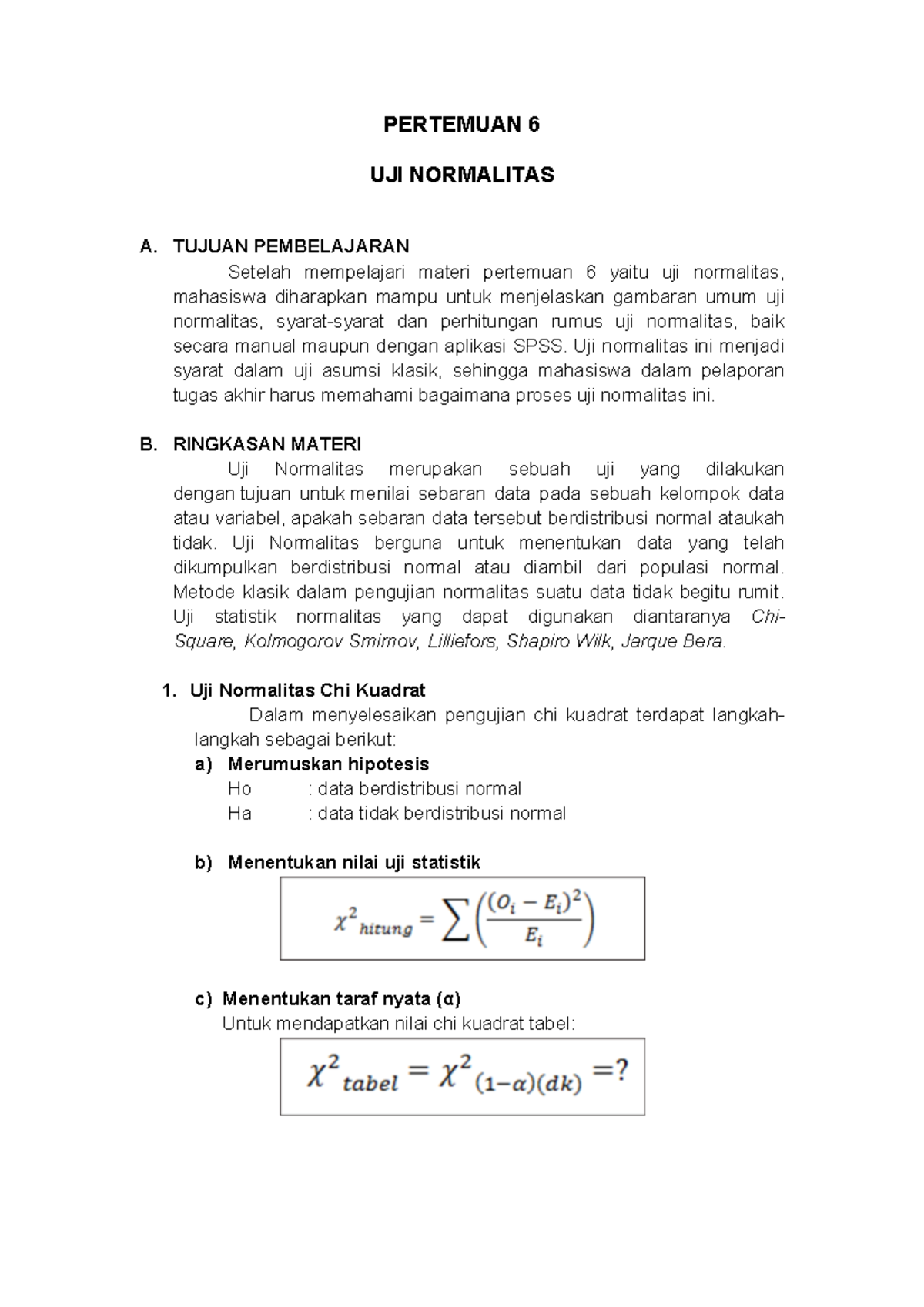 Pertemuan 6: Pengujian Normalitas Data dan Aplikasi SPSS - Studocu