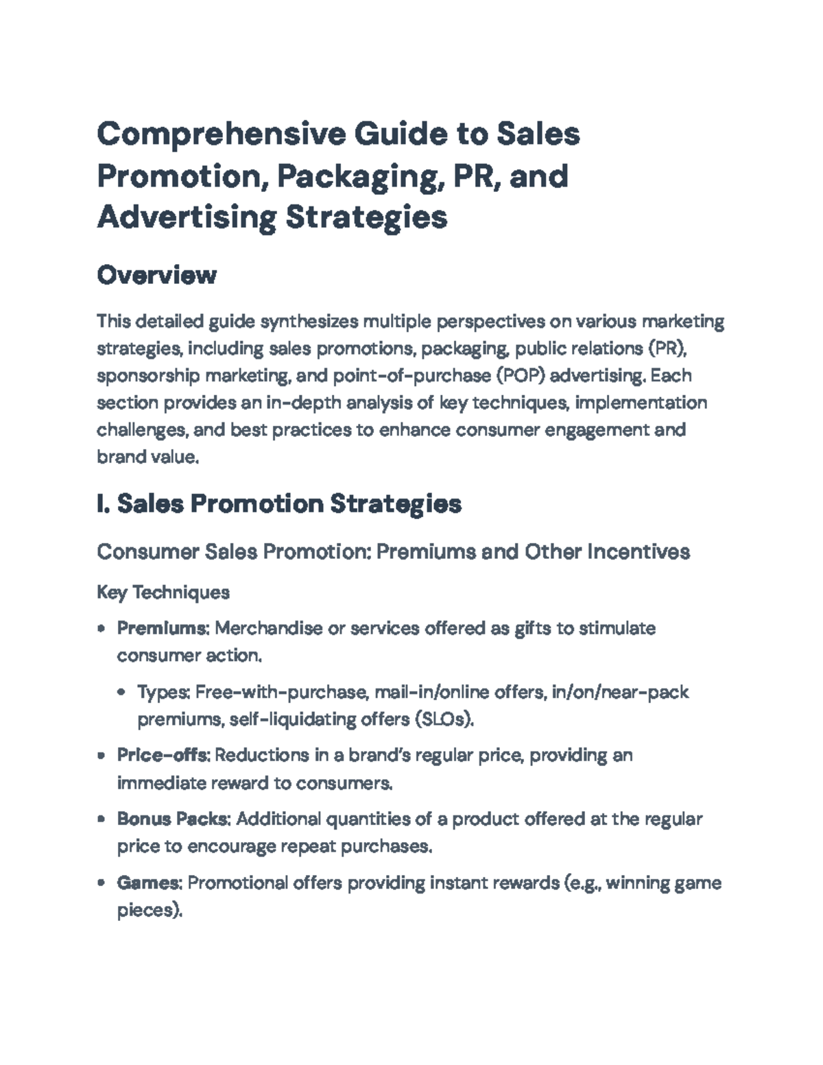 Comprehensive Marketing Strategies Guide: Sales Promotion & PR ...