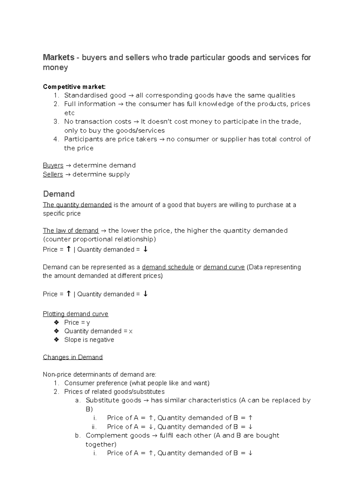 Chapter 3 - Markets: Buyers, Sellers, Demand & Supply Dynamics - Studocu