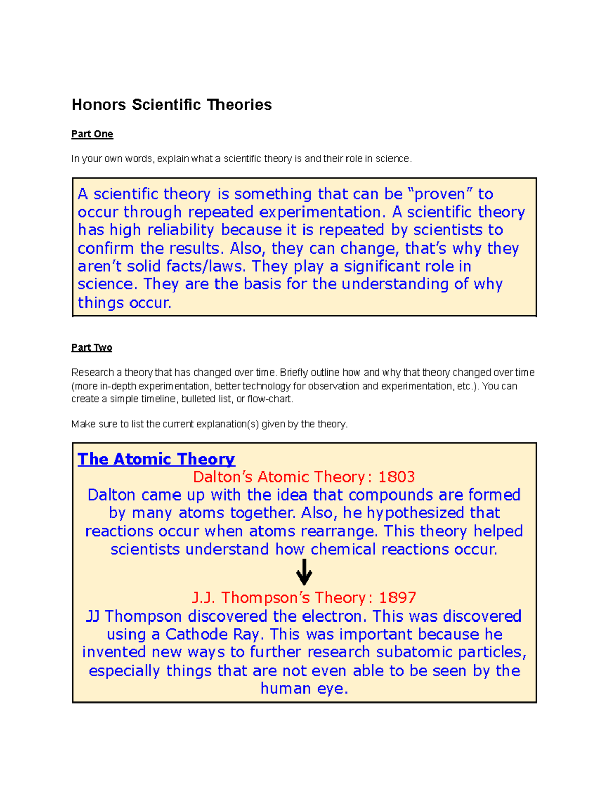 1.02 Honors FLVS: Understanding Scientific Theories and Their Evolution ...