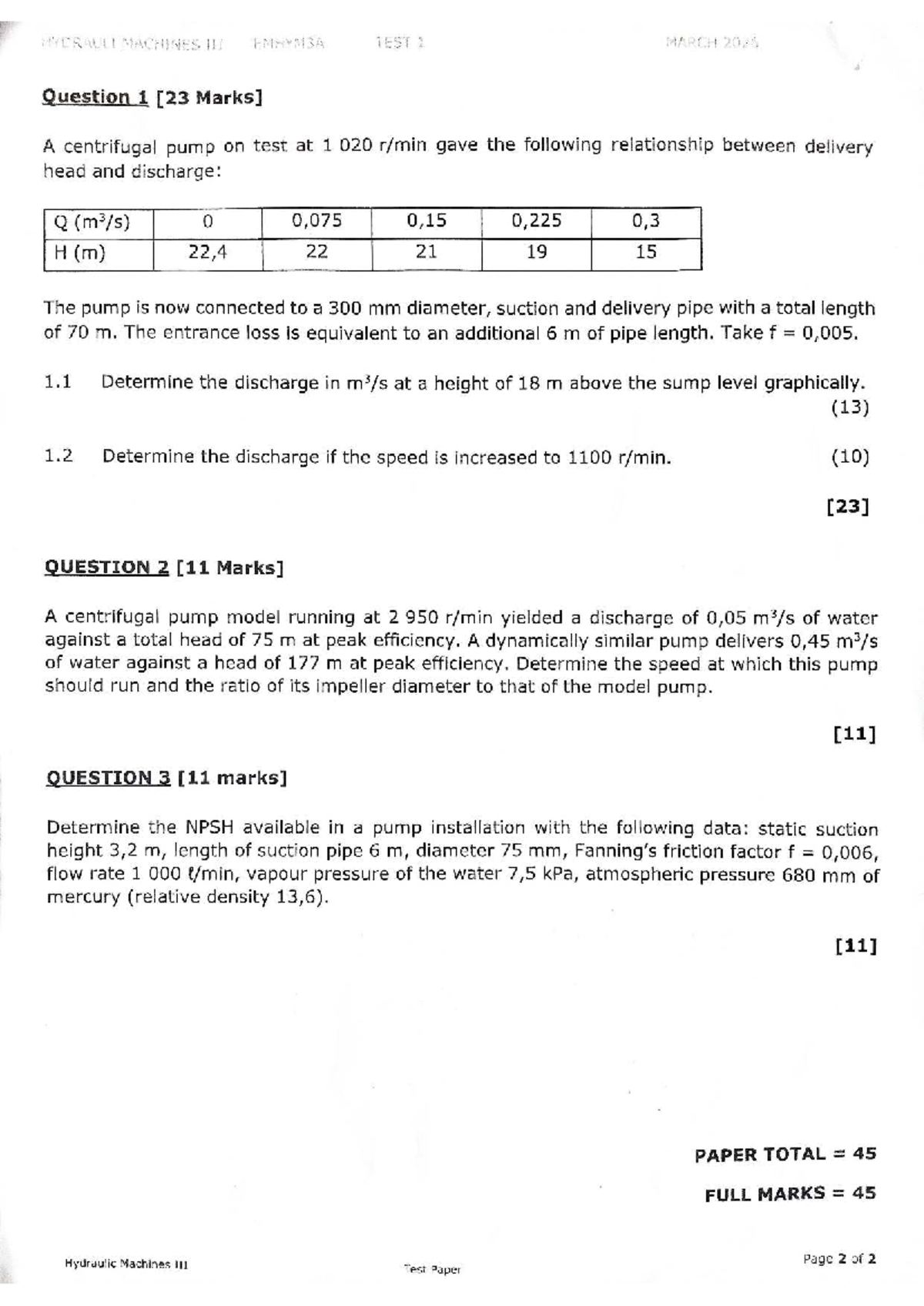 Hydraulics T1 2026 - Test 1: Centrifugal Pump Analysis - Studocu