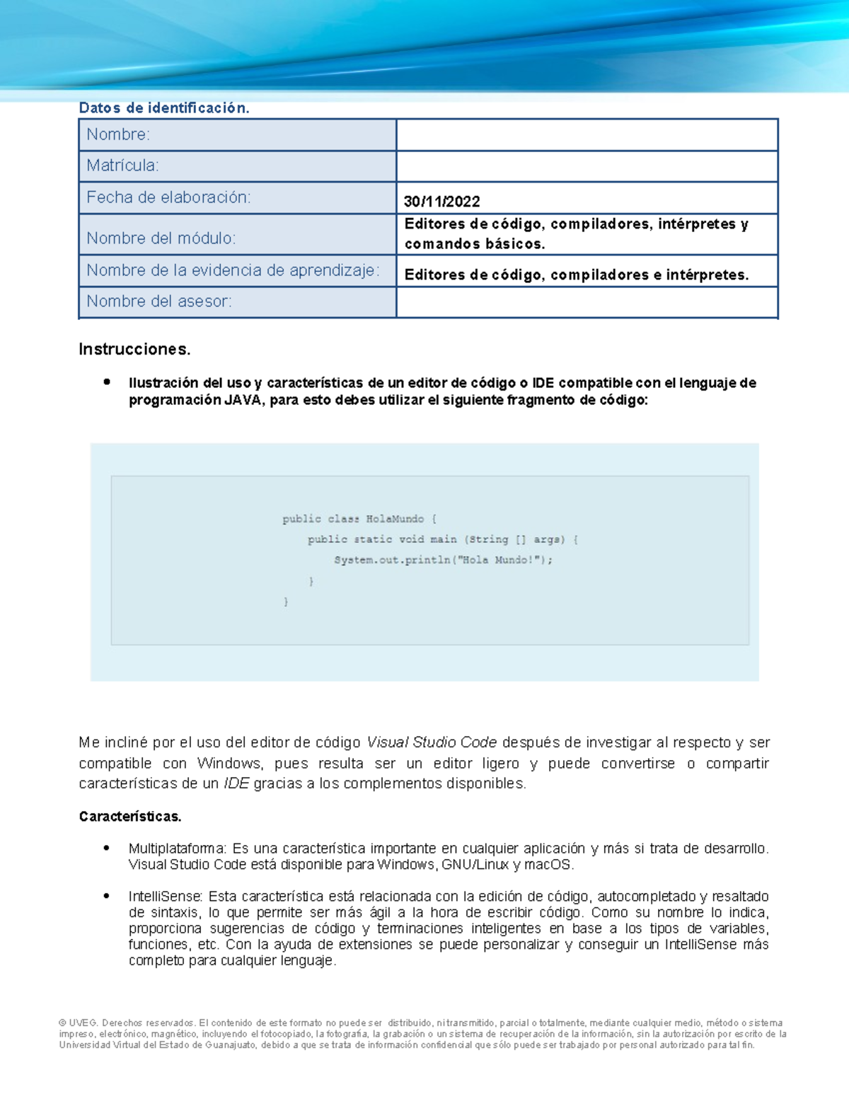 Reto1: Ejercicios sobre Editores de Código y Compiladores en JAVA - Studocu