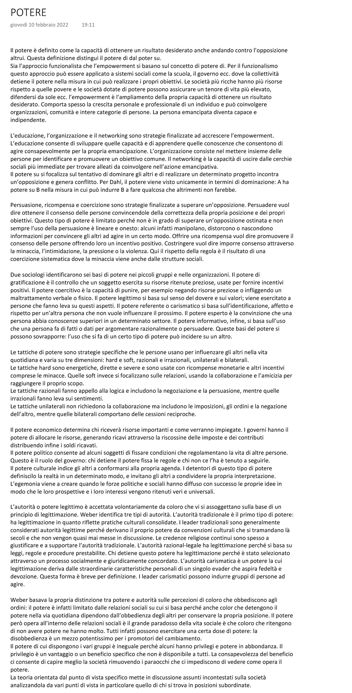Teoria del Potere: Analisi e Strategie di Emancipazione - Studocu