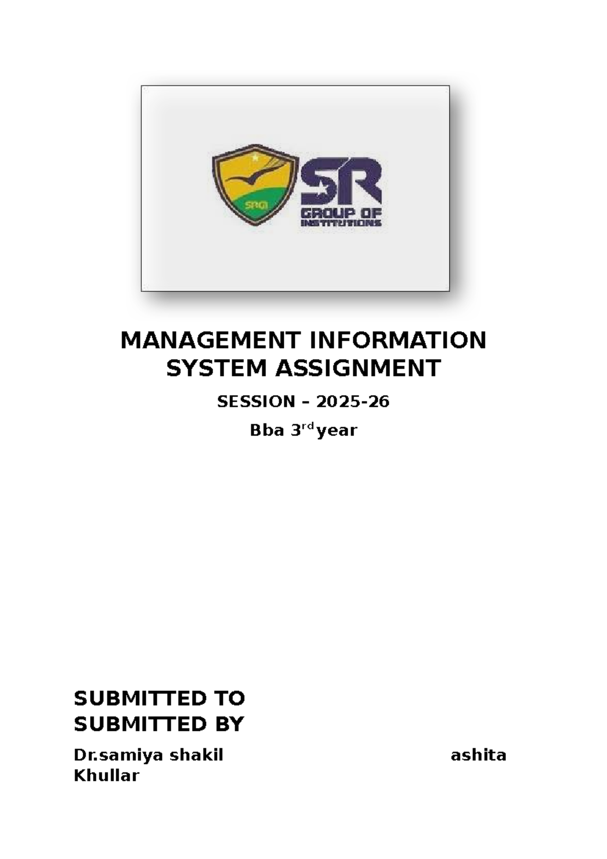 Management Information System Assignment - MANAGEMENT INFORMATION ...
