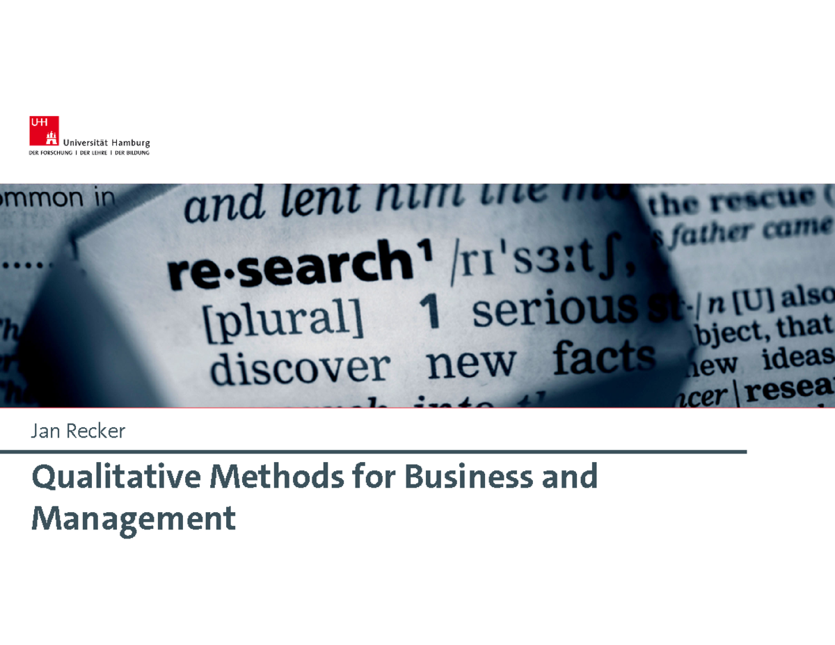 Qualitative Research Methods - Session 2 Overview and Insights - Studocu
