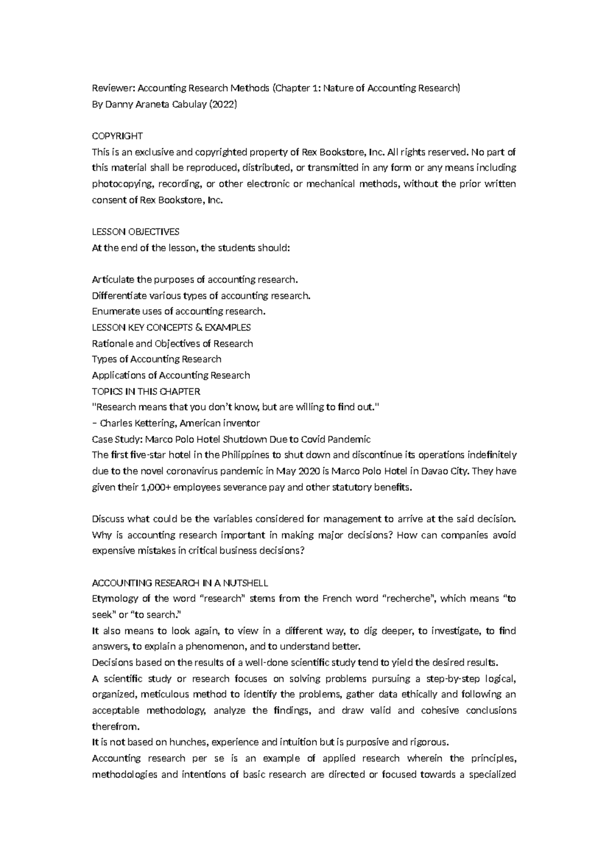 ARM 101: Nature of Accounting Research - Lesson Overview and Insights ...
