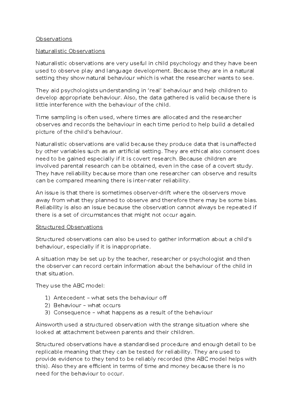 Revision notes - privation in child psychology - Studocu