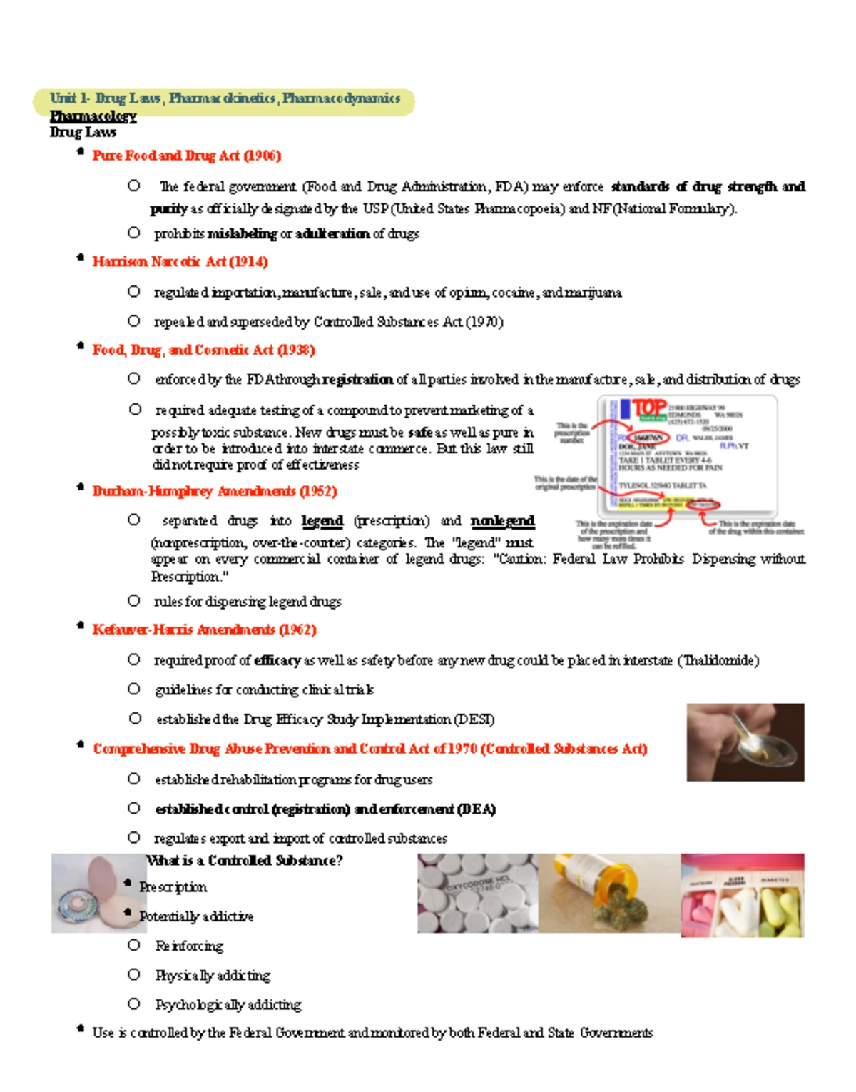 Study Guide for Nursing Pharmacology Exam 1: Key Laws & Concepts - Studocu