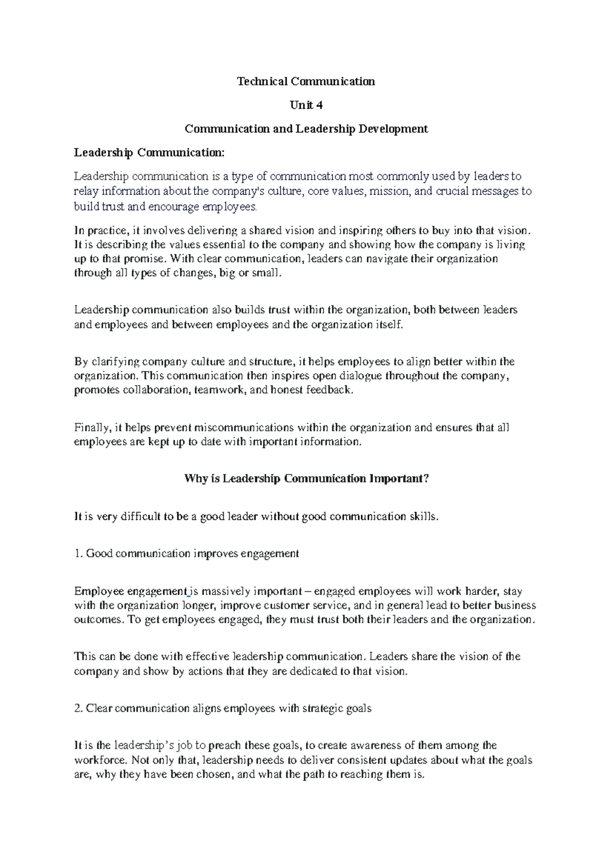 Technical Communication Unit 4: Leadership & Social Competence Insights ...