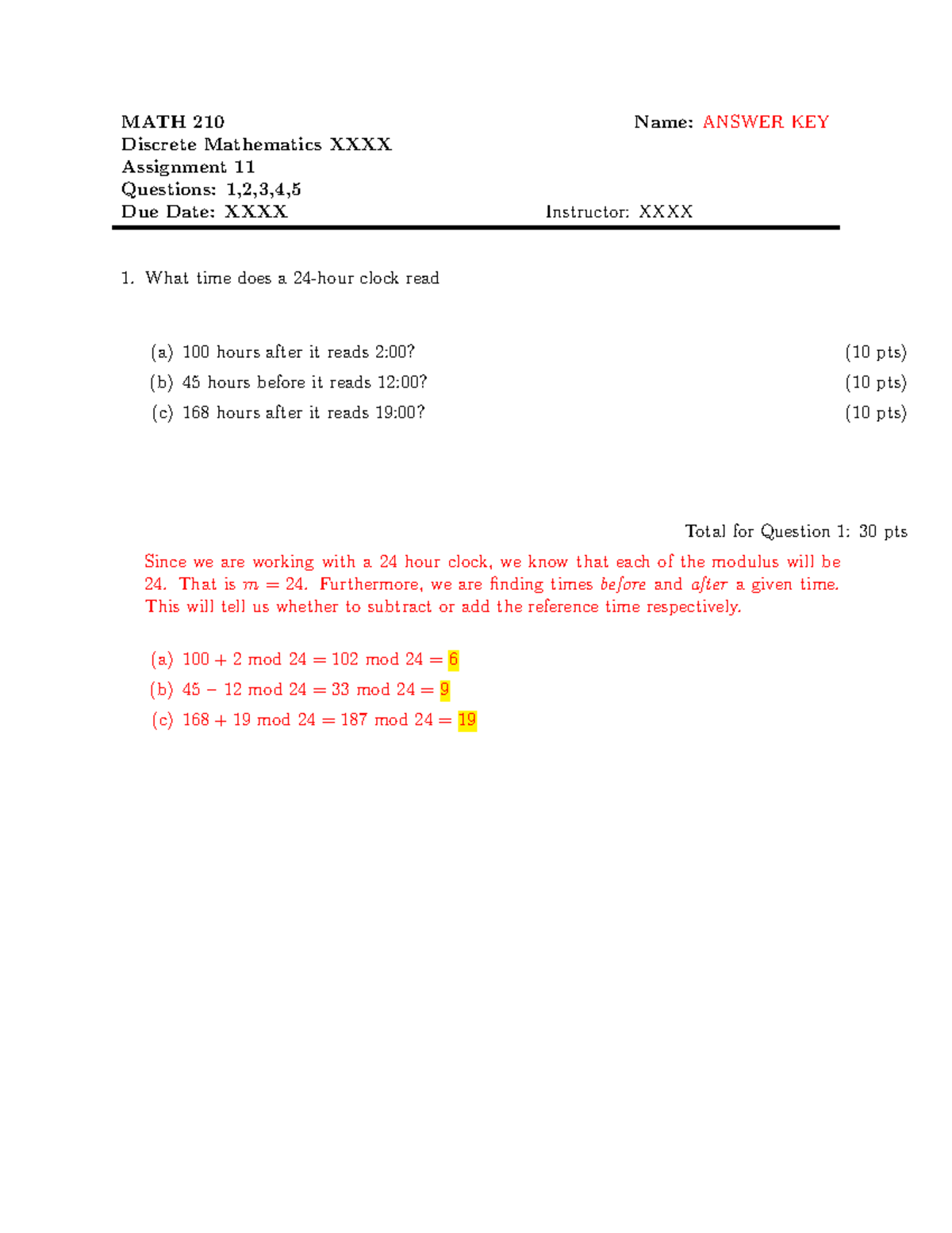 Assignment+11+Answer+Key - MATH 210 Name: ANSWER KEY Discrete ...