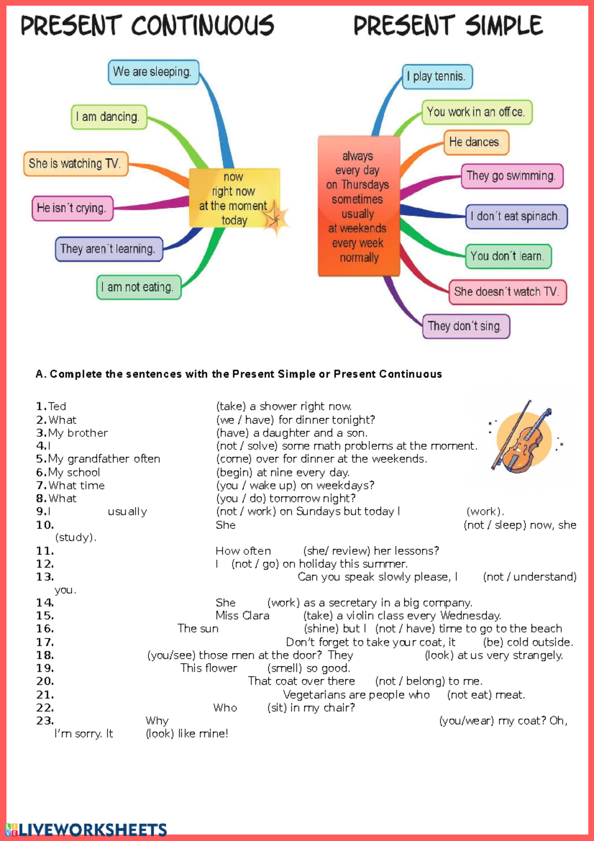 Ejercicio De Present Simple Vs Continuous