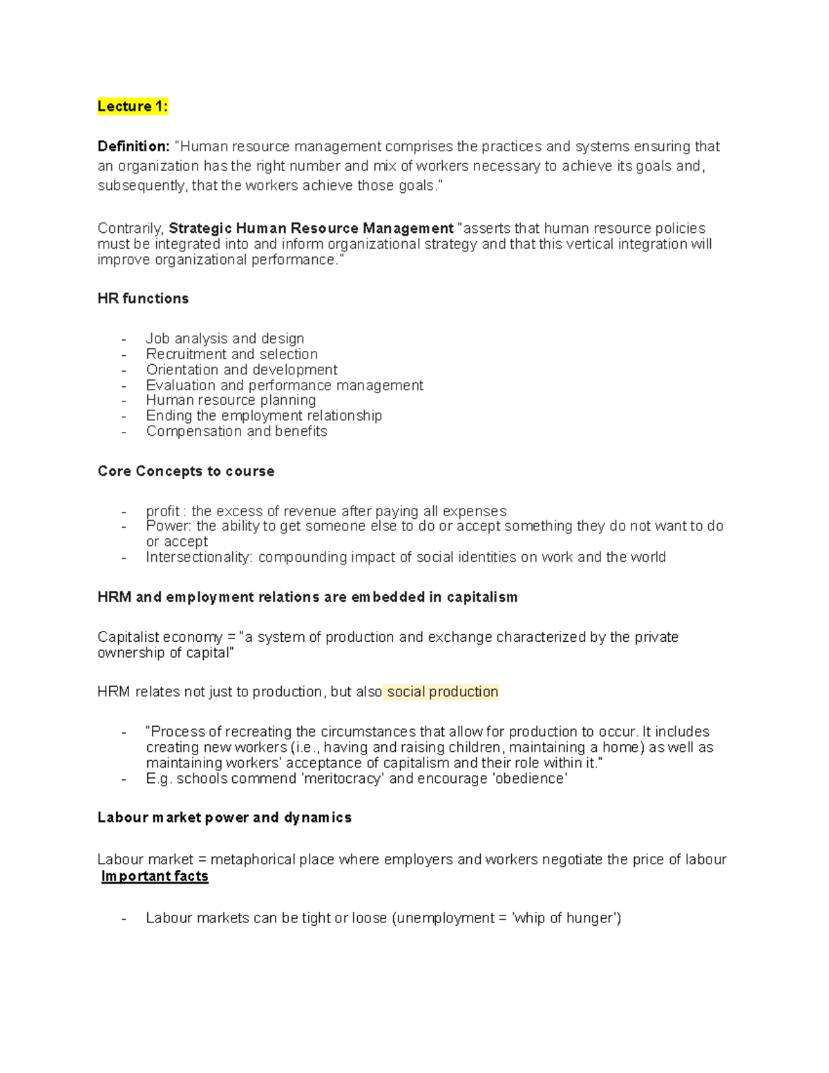 2BC3 HR Management - Chapter 1: Introduction to Human Resource ...
