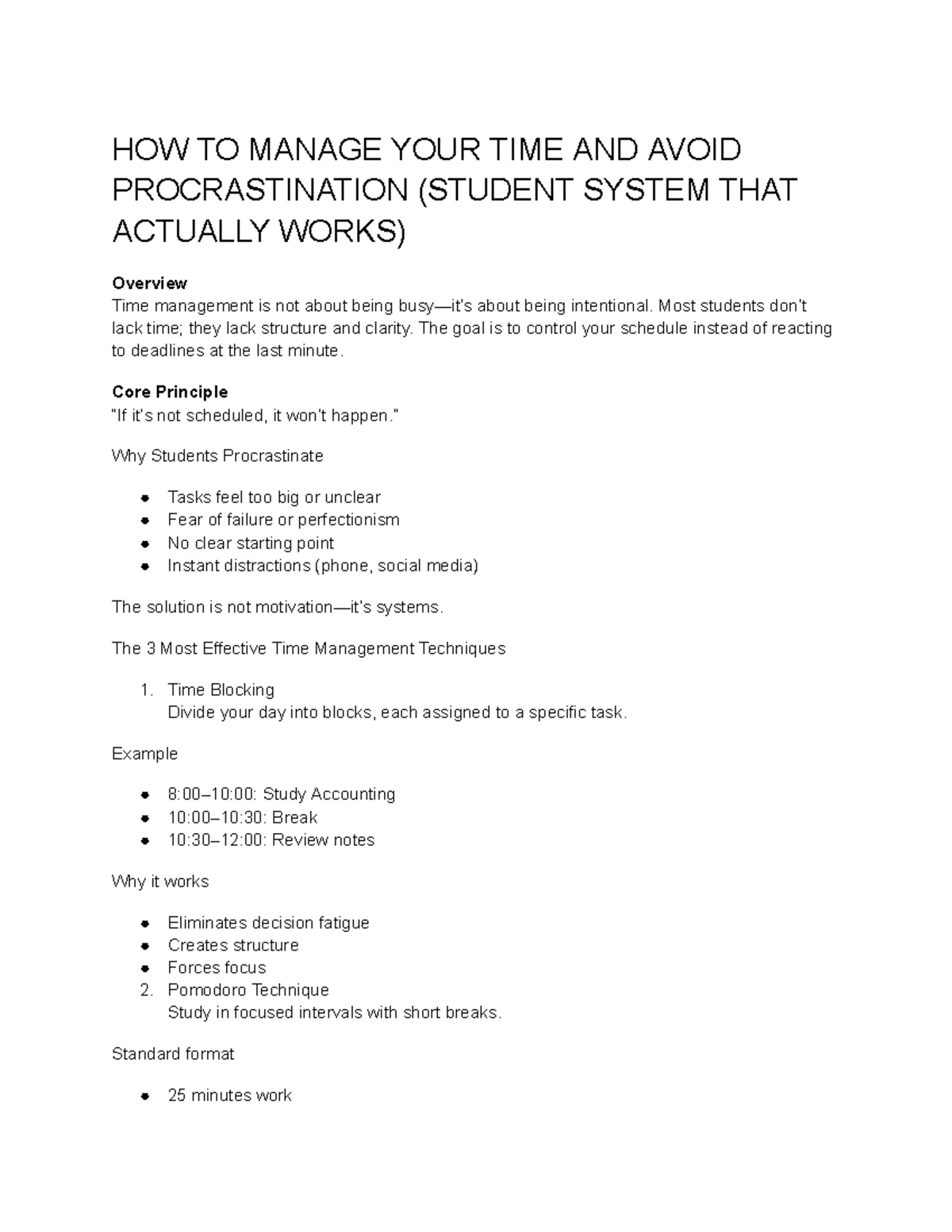 Effective Time Management Strategies to Avoid Procrastination - Studocu