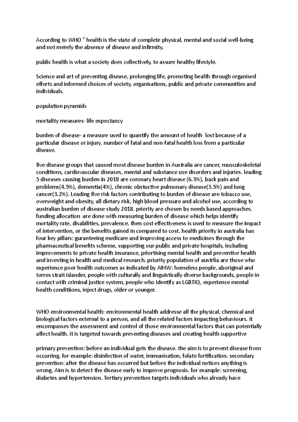 PUBH1101 Health Promotion and Disease Prevention Notes 2022 - Studocu