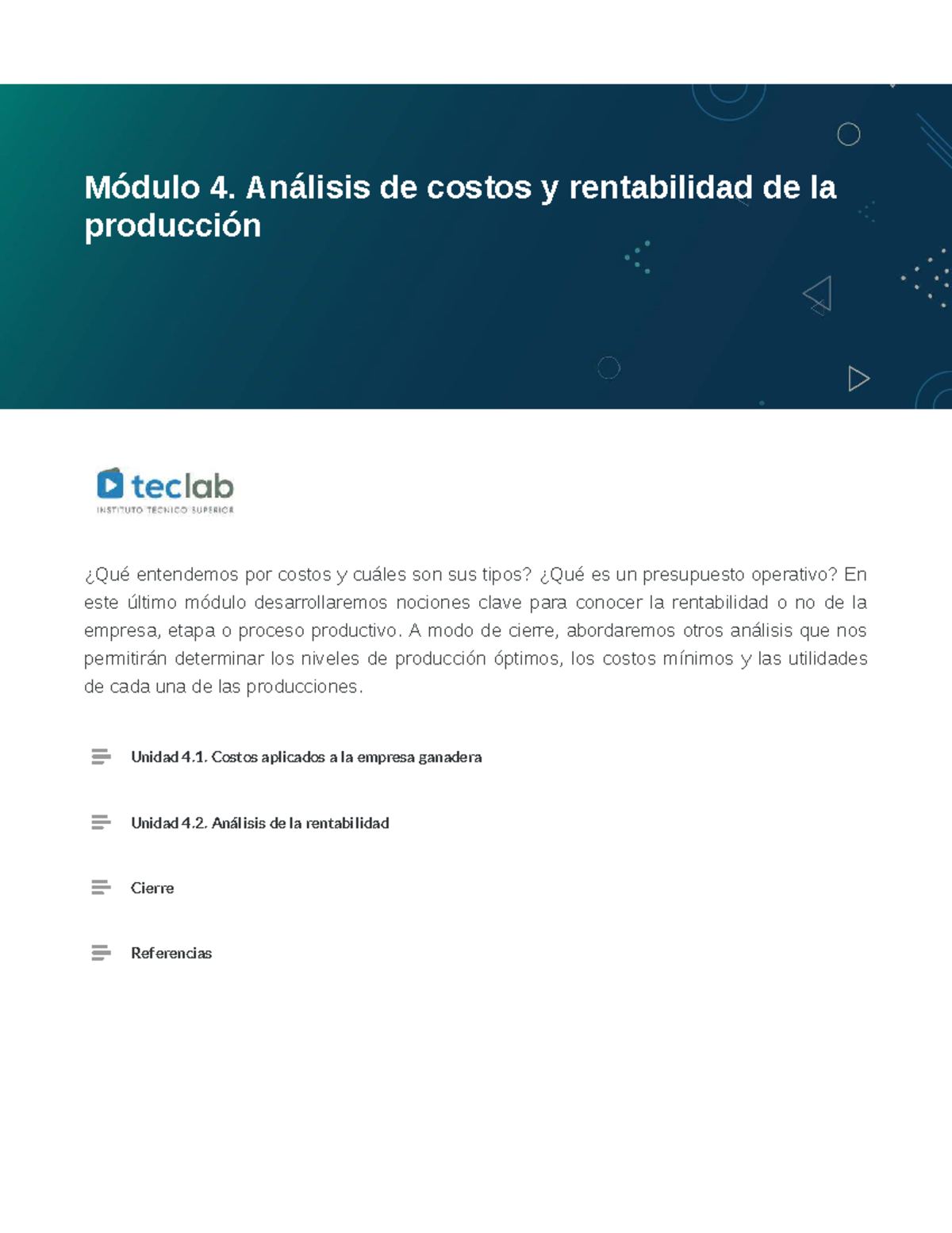 Módulo 4: Análisis de Costos y Rentabilidad en Producción Ganadera ...
