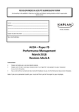 PM - F5 - ACCA - Performance Management - Studocu