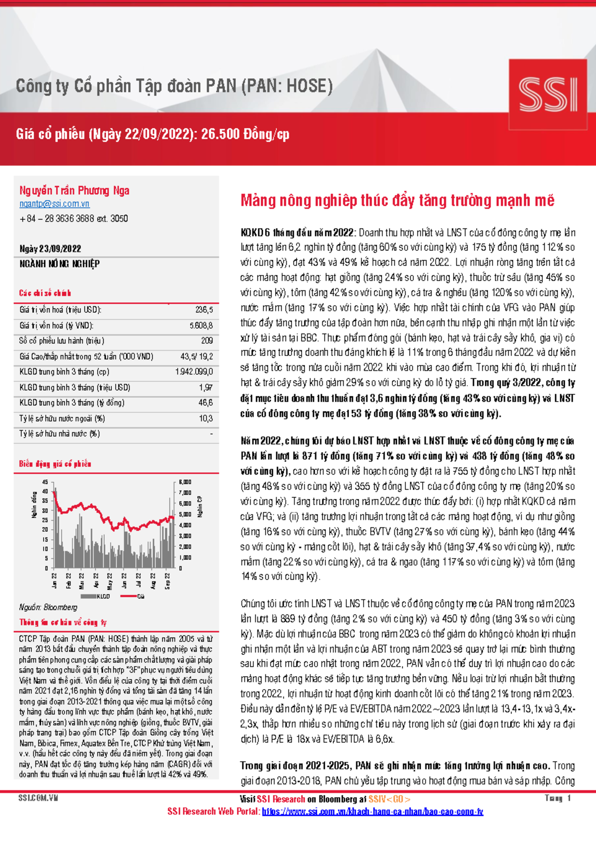 PAN 20220923 full - Co phieu - SSI.COM Visit SSI Research on Bloomberg ...