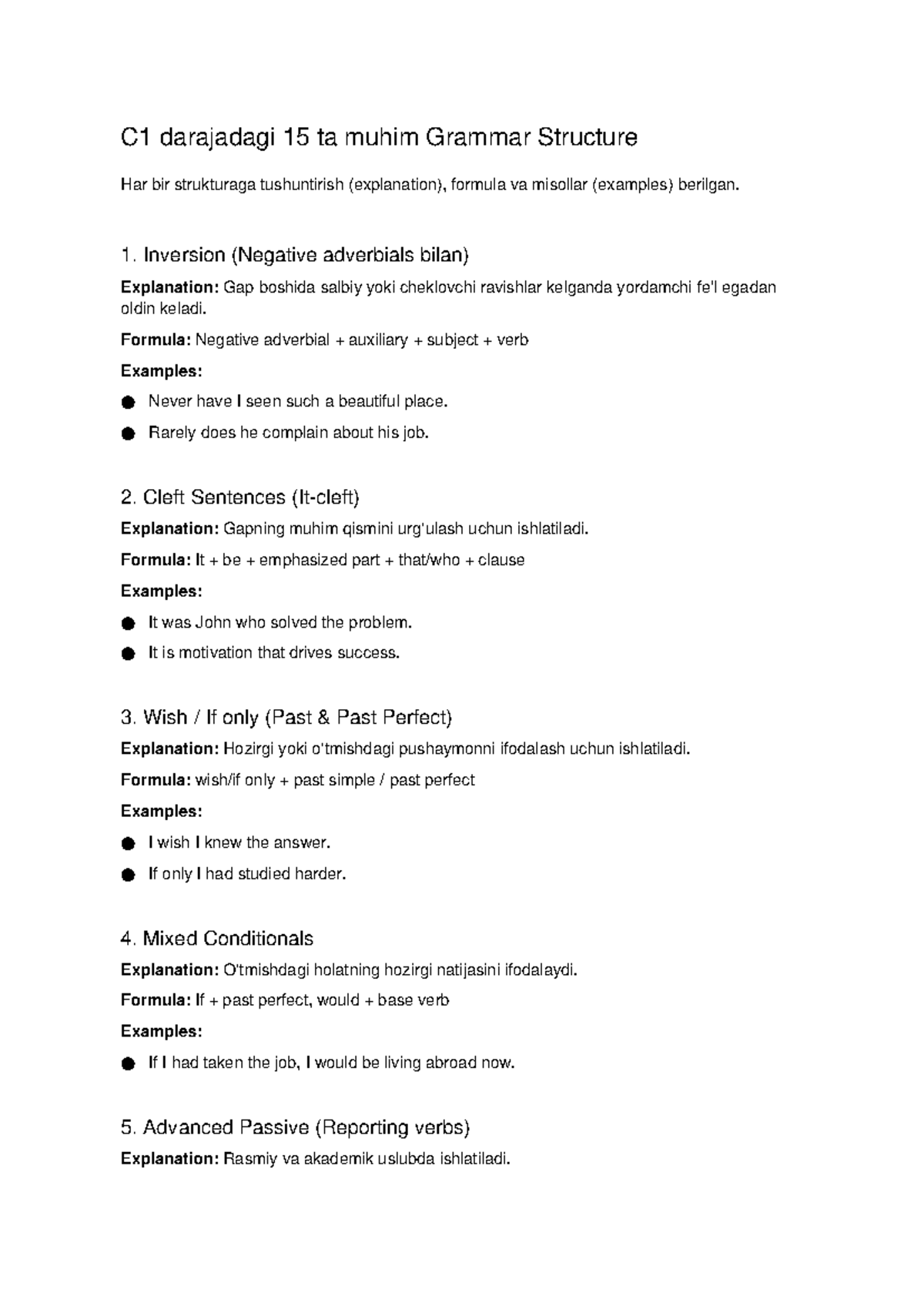 C1 Grammar: 15 Essential Structures with Explanations and Examples ...