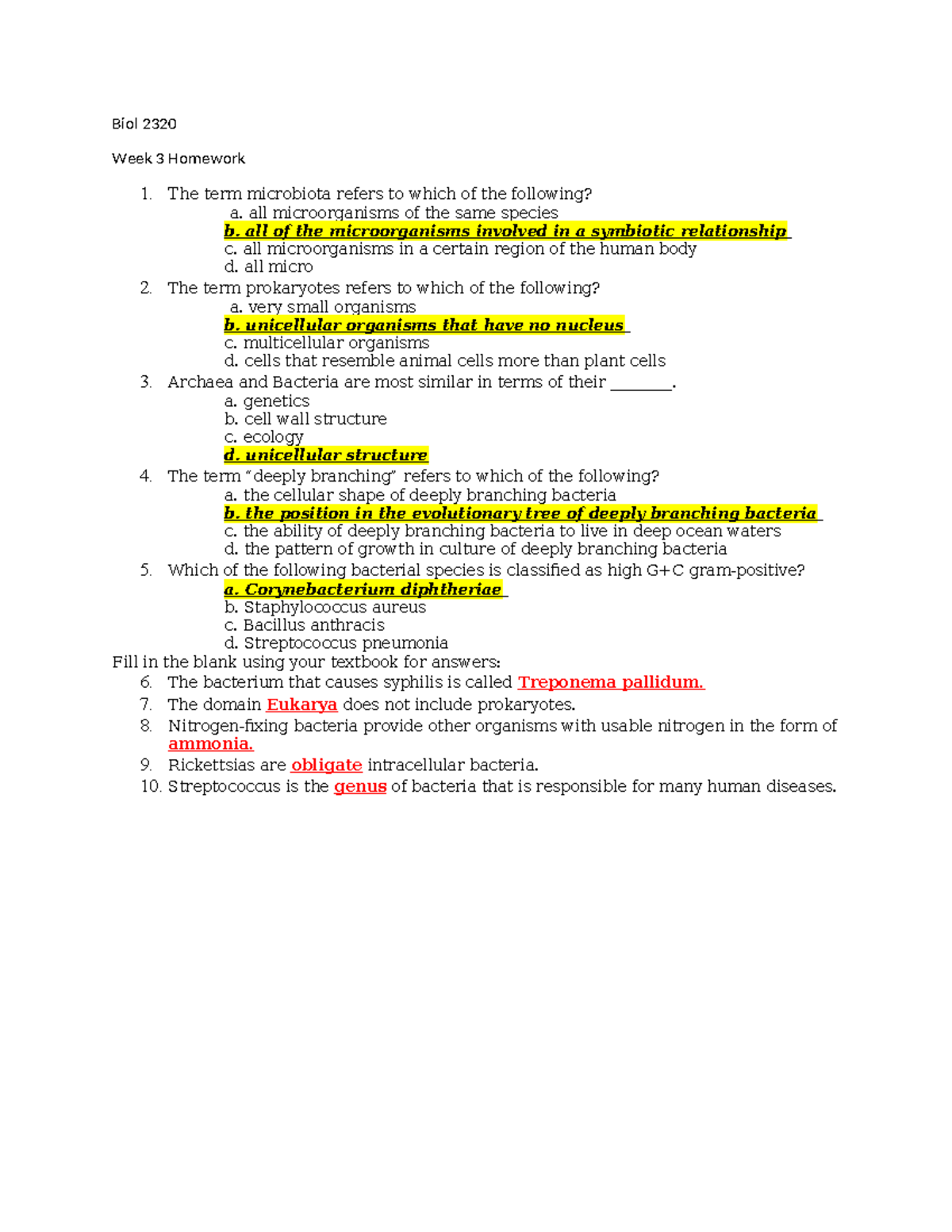 MLAB-2320 Week 3 Homework - Microbiology Concepts Quiz - Studocu