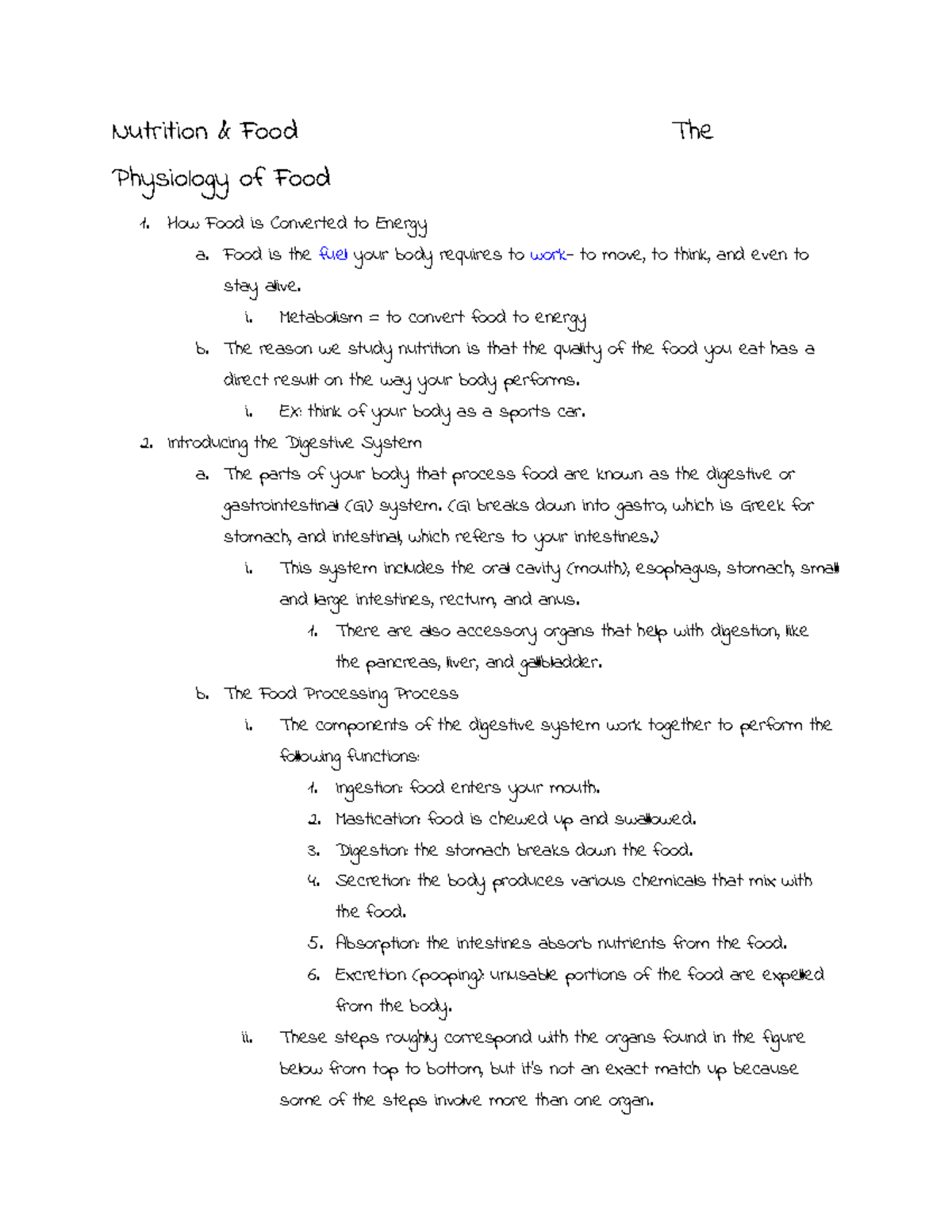 Nutrition & Food: Study Guide on Physiology of Food Processing - Studocu