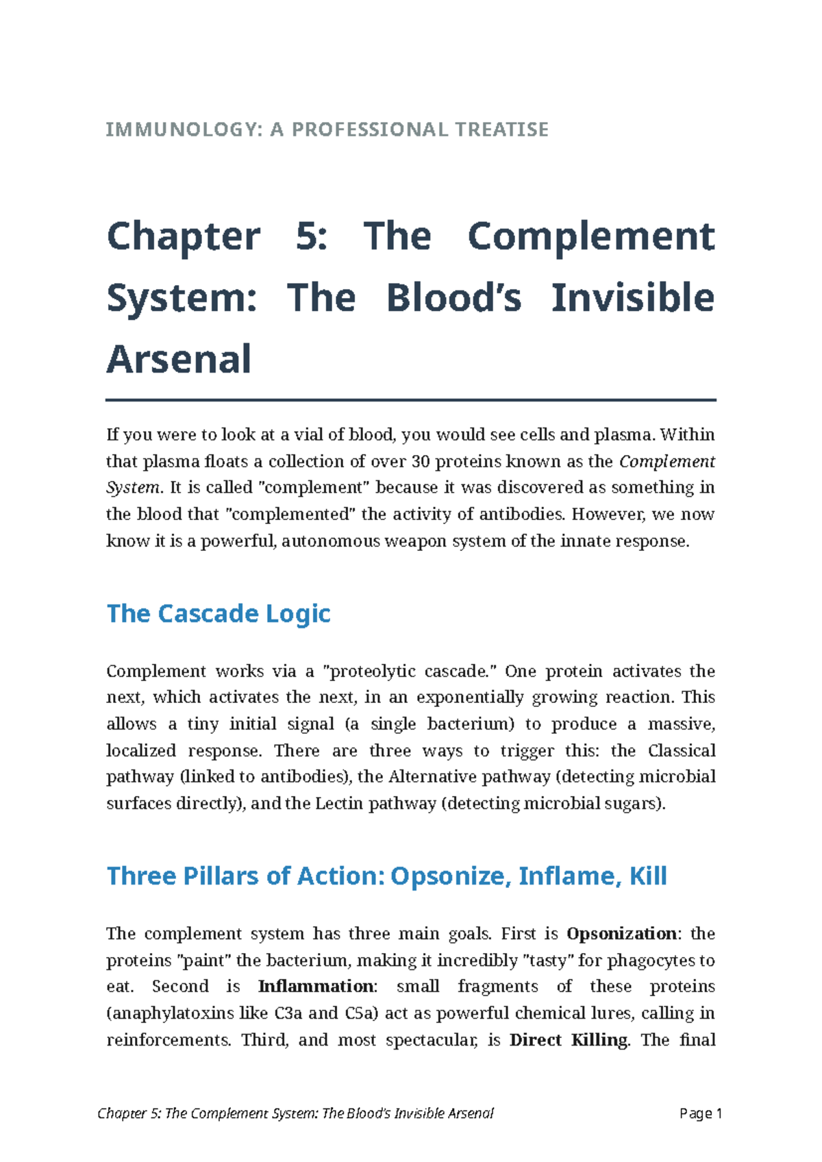 IMMUNOLOGY: Chapter 5 - The Complement System Explained - Studocu