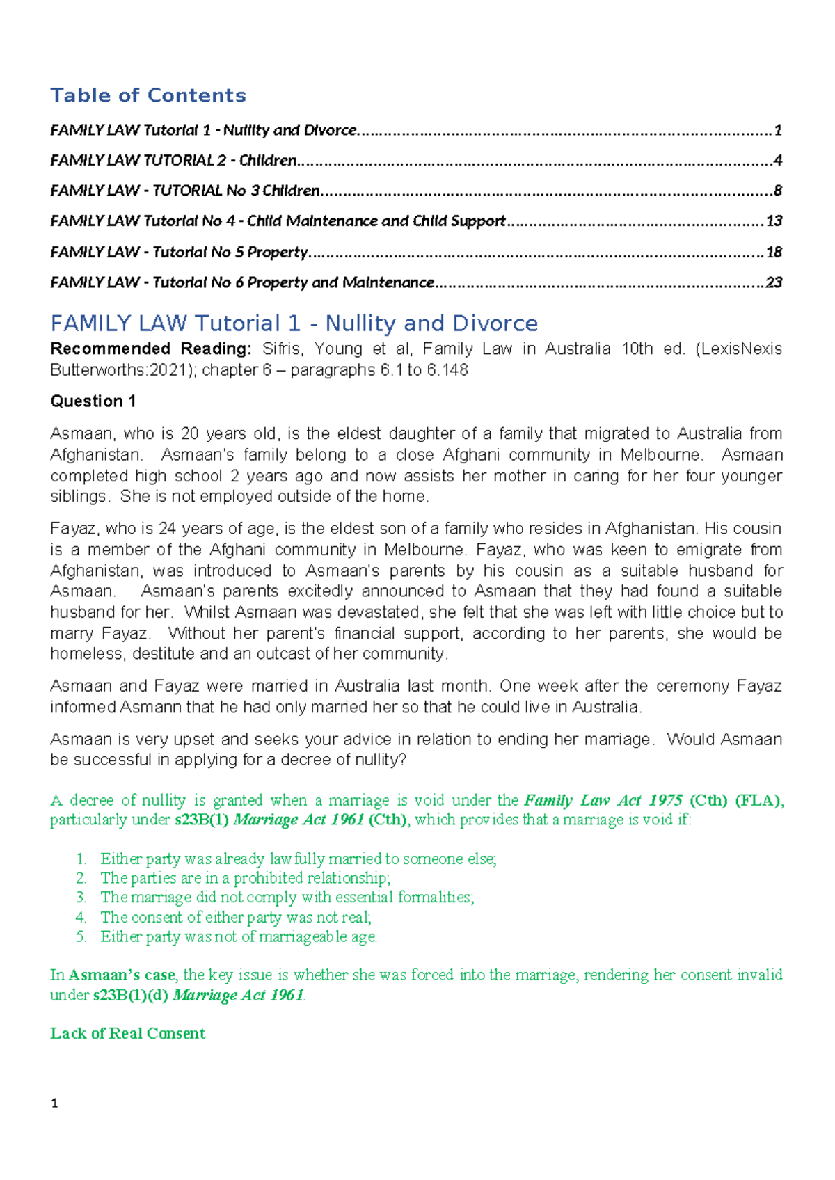 FAMILY LAW Tutorials Overview: Nullity, Divorce, and Child Support ...