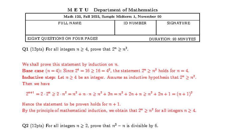 Math 123 - Sample Midterm 1 Solutions - Fall 2023 - Studocu