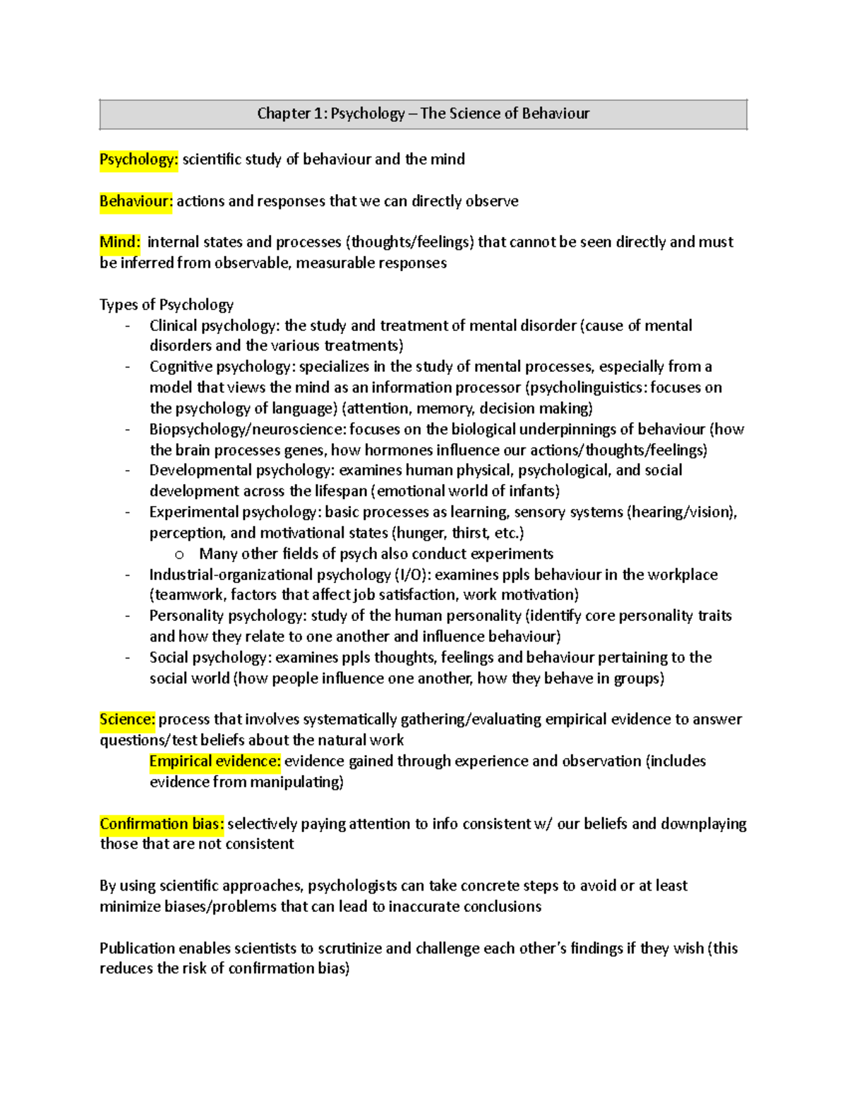 Psychology 101: Comprehensive Study Notes on Mind and Behavior - Studocu