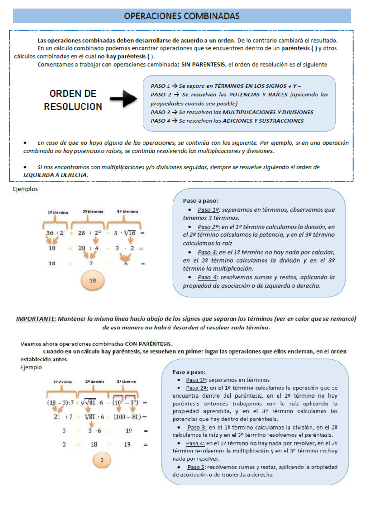 Operaciones Combinadas Gu a Paso A Paso Para Resoluci n Studocu