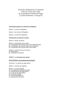 Droit des obligations - Panthéon-Sorbonne University - Studocu