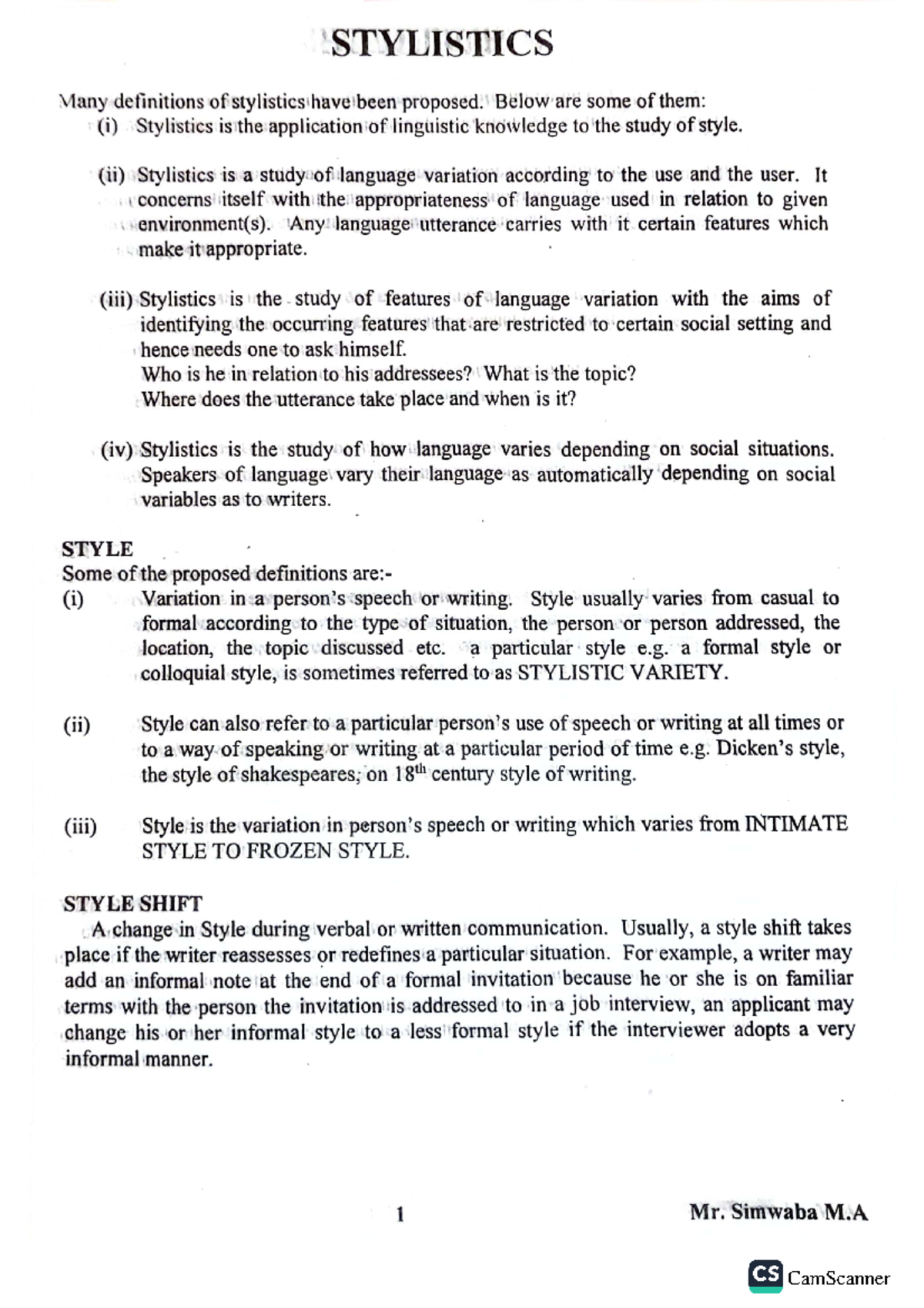 Stylistics Study Notes - Understanding Language Variation and Style ...