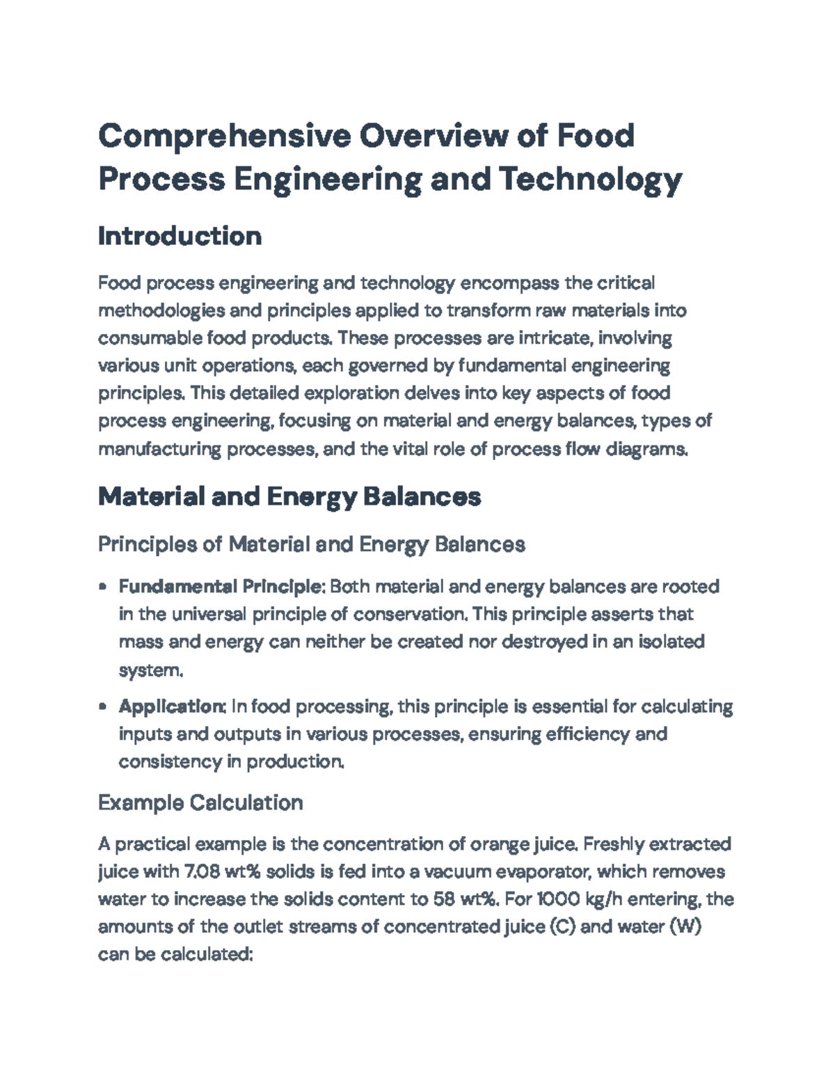 Food Process Engineering and Technology Overview: Principles and ...