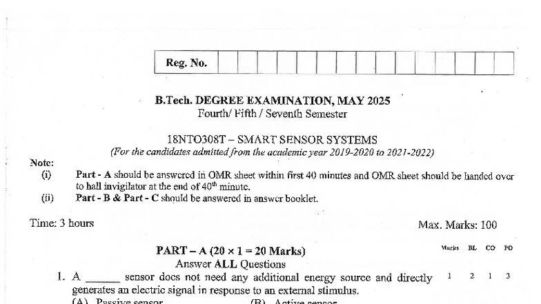 18NTO308T Smart Sensor Systems Exam Paper - May 2025 - Studocu