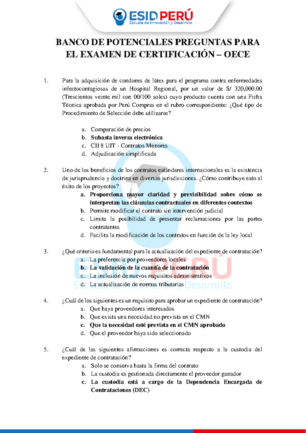 Balotario de Preguntas para el Examen de Certificación OECE 2025 - Document Preview