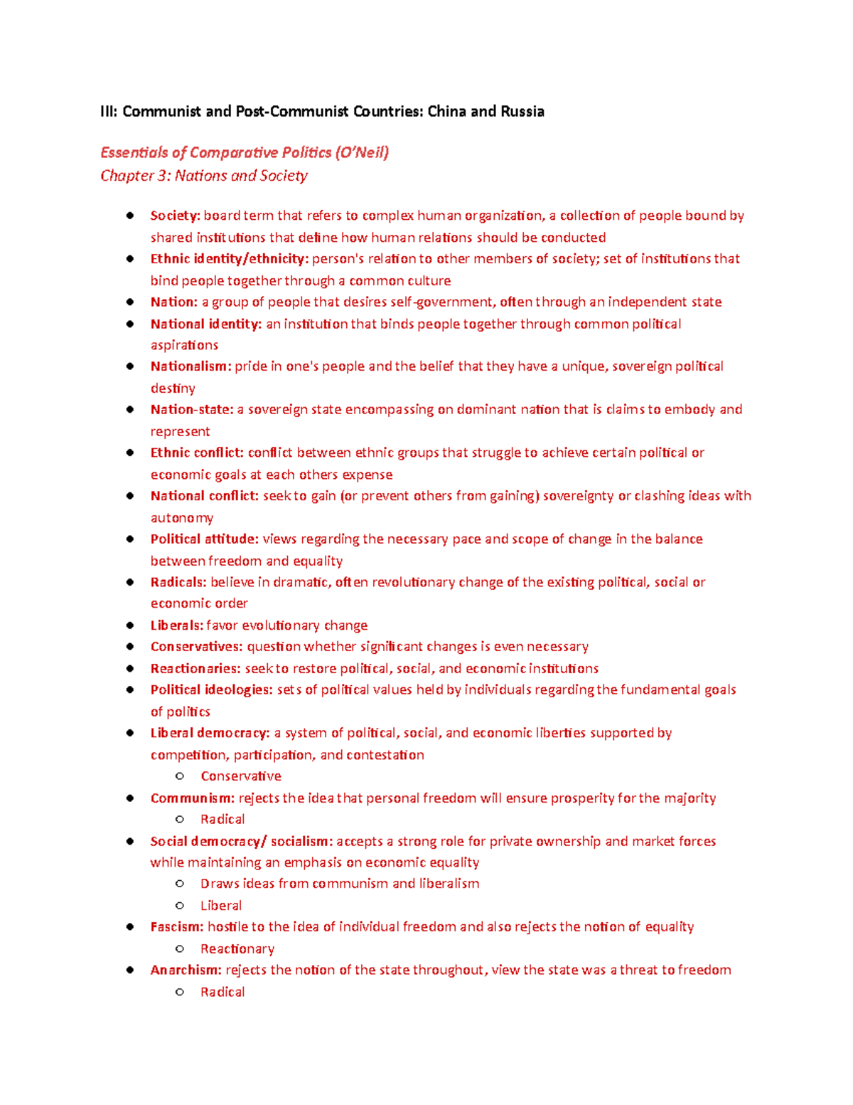 Comparative Politics: Communist & Post-Communist States (Chapter III ...