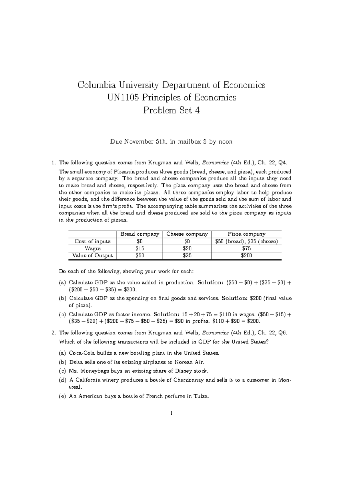 UN1105 Problem Set 4 Solutions - Principles of Economics Insights - Studocu