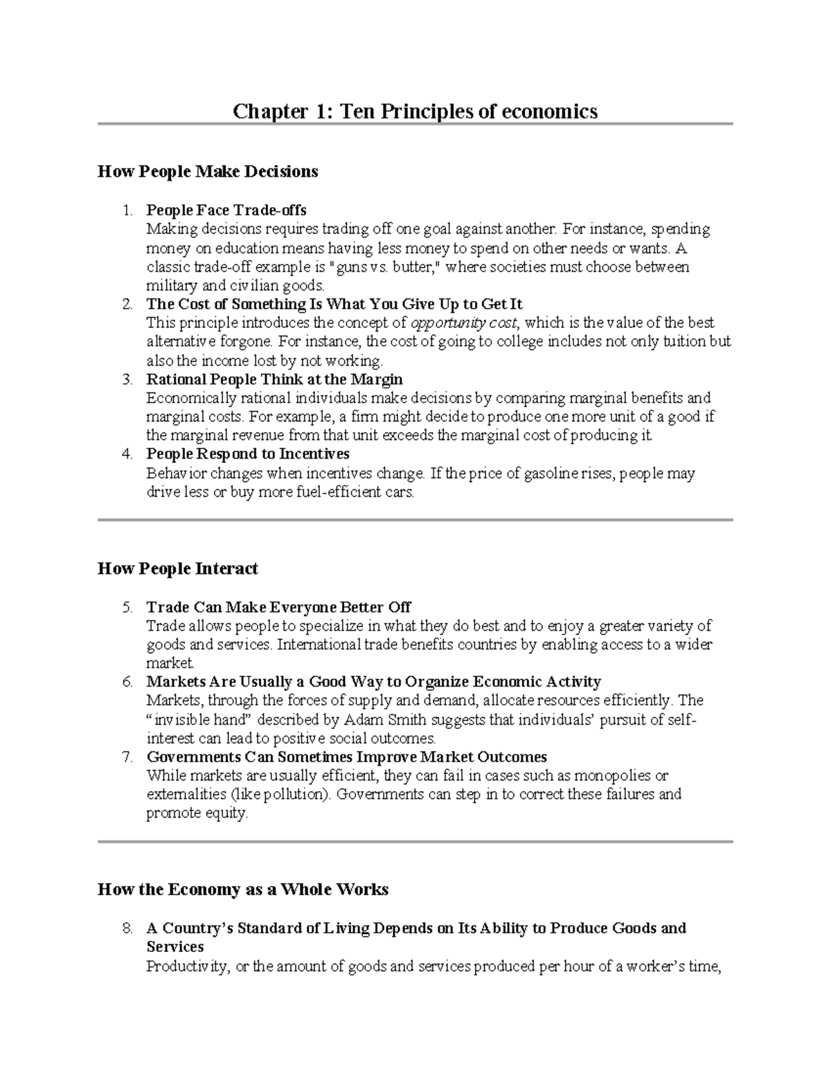 Eco Notes - Chapter 1: Ten Principles of economics How People Make ...