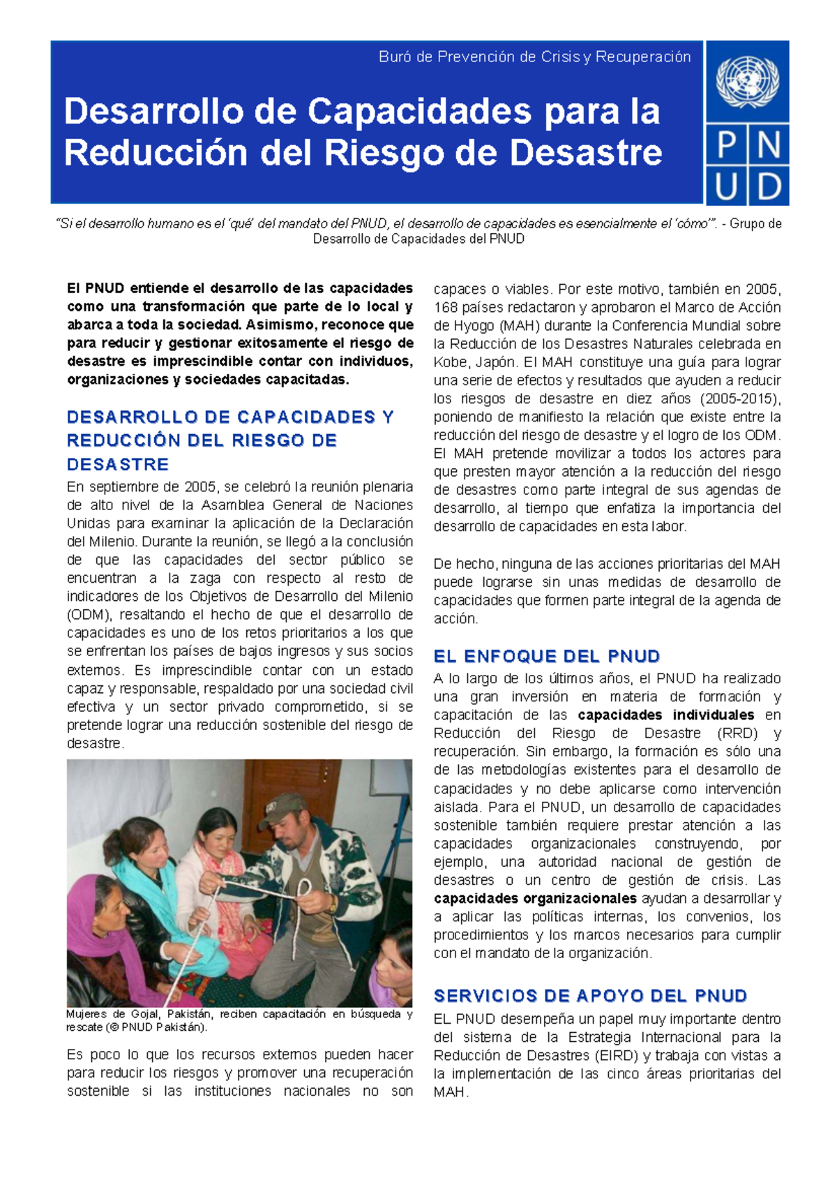 Reducción del Riesgo de Desastres: Capacidades y Estrategias del PNUD ...