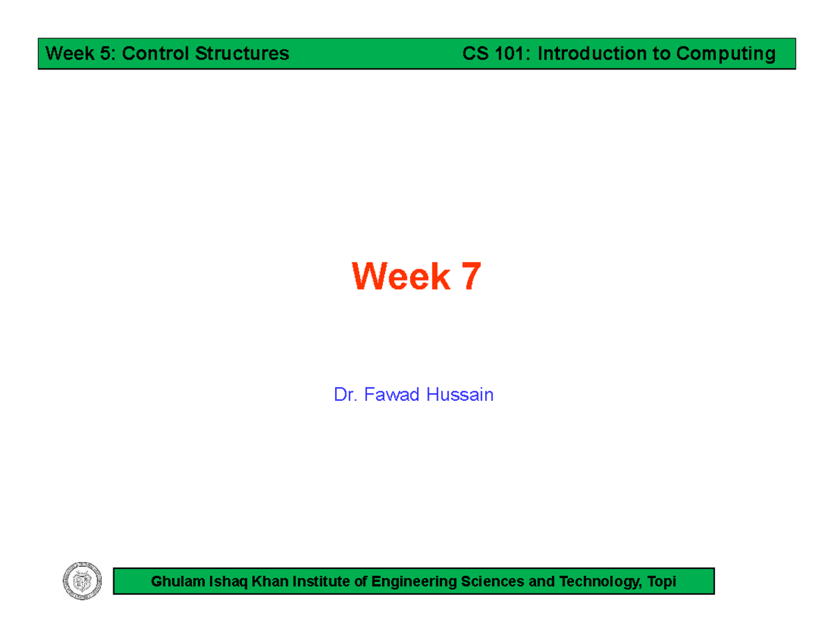 CS101 Week 7 - Assignment and Operators Overview - Studocu
