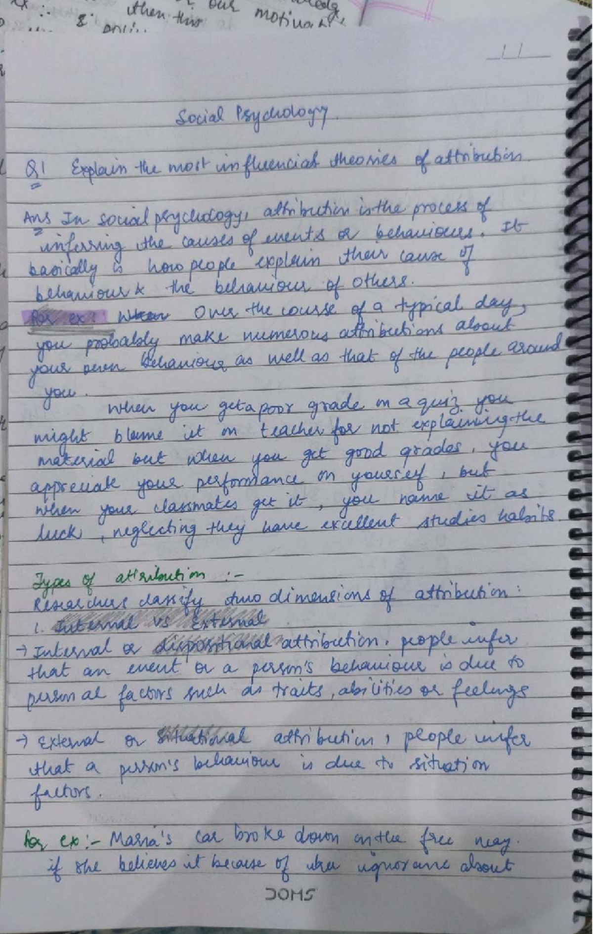 Attribution Study Notes for Course 6A - Studocu