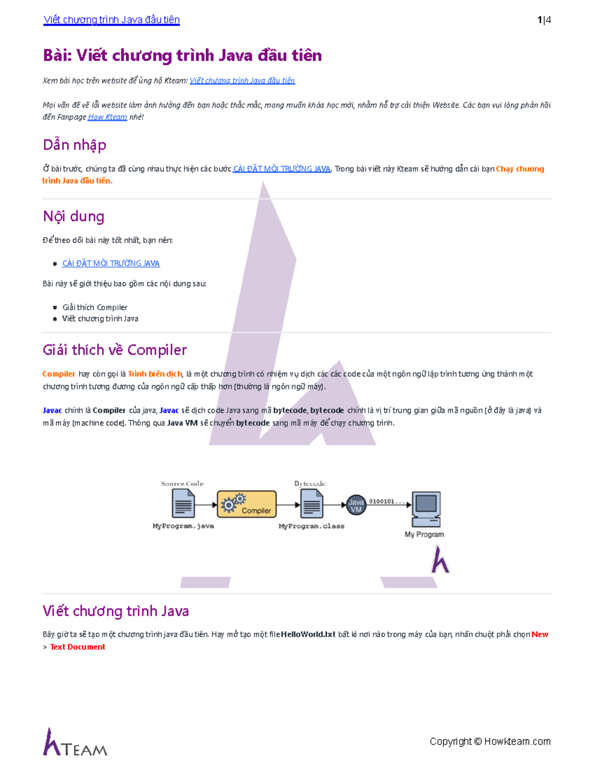 Howkteam.VN - Viết chương trình Java đầu tiên - Bài: Viết chương trình ...