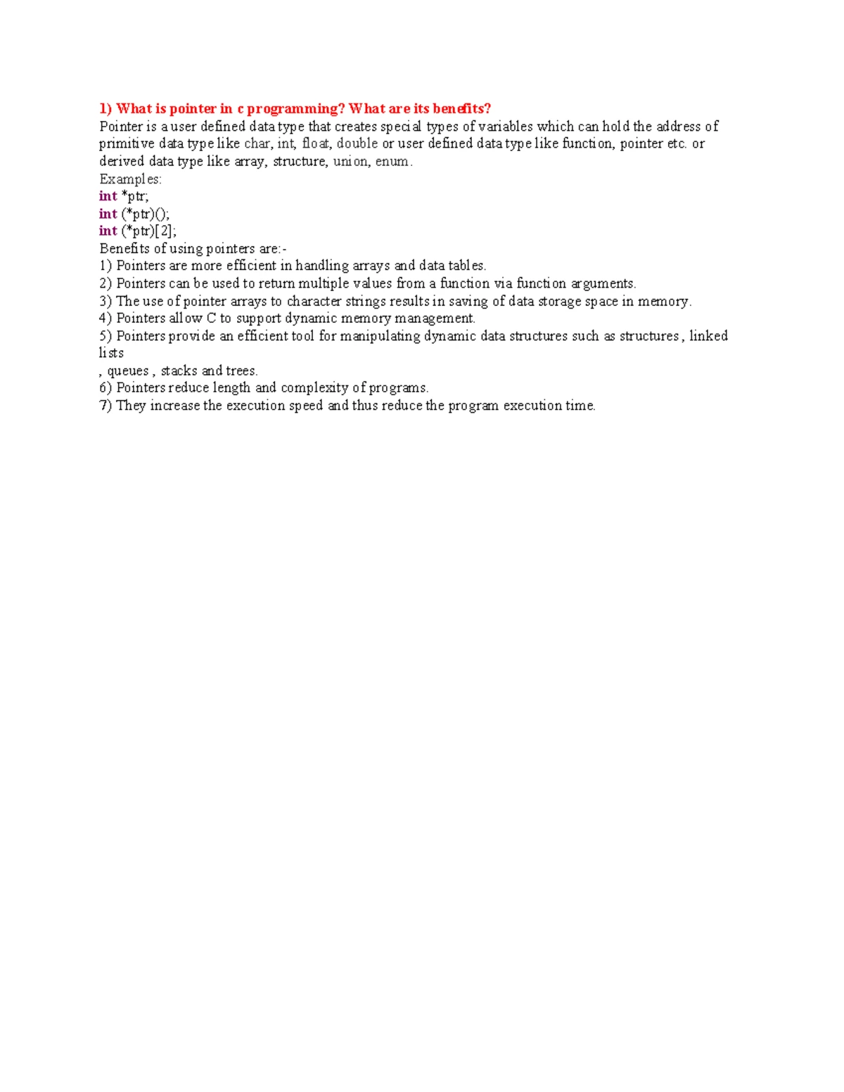 P2 - Class Notes on Pointers in C Programming - Studocu