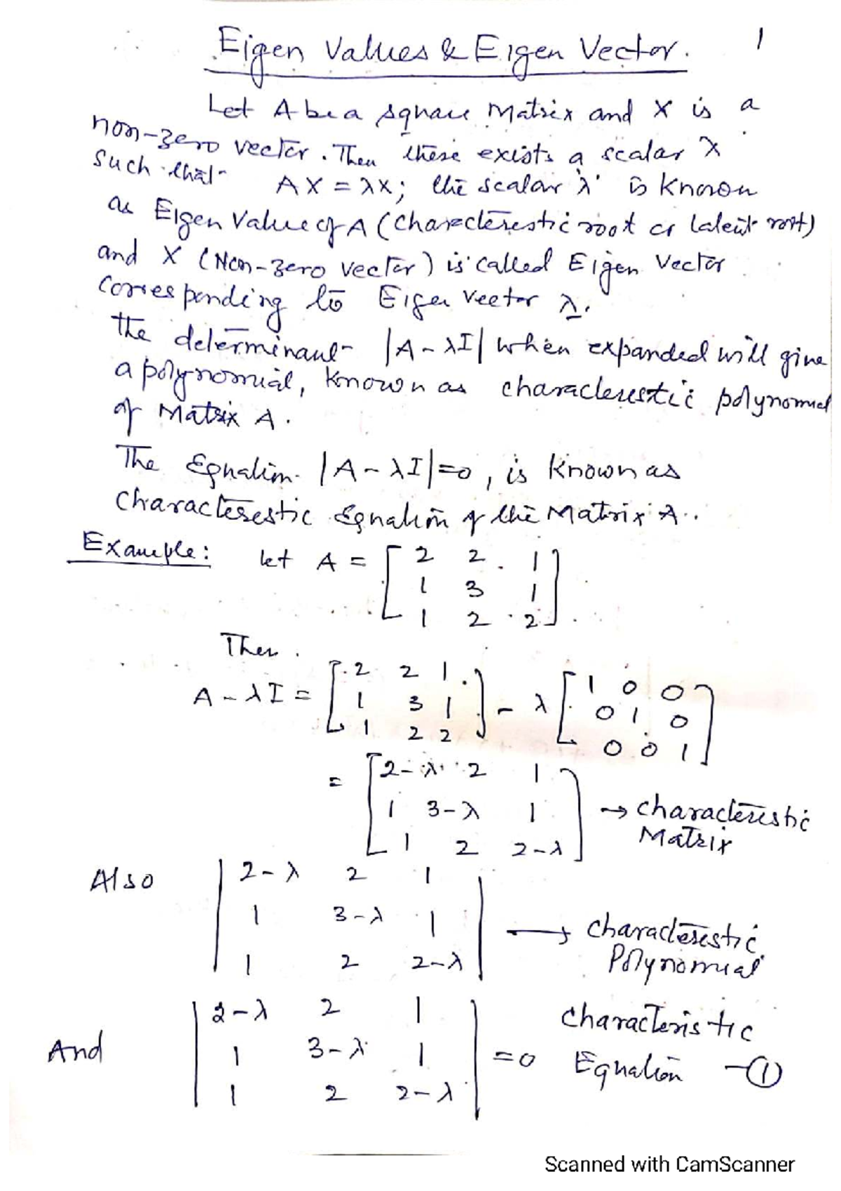 Eigen Values and Eigen Vectors: A Comprehensive Guide - Studocu