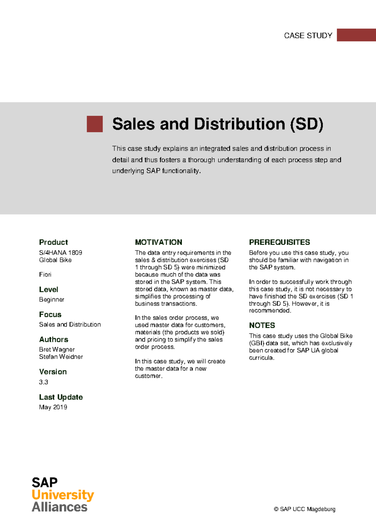 CASE STUDY SD: Integrated Sales & Distribution Process Overview - Studocu