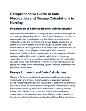 Dosage Calculation - Study Notes & Assignments - Studocu
