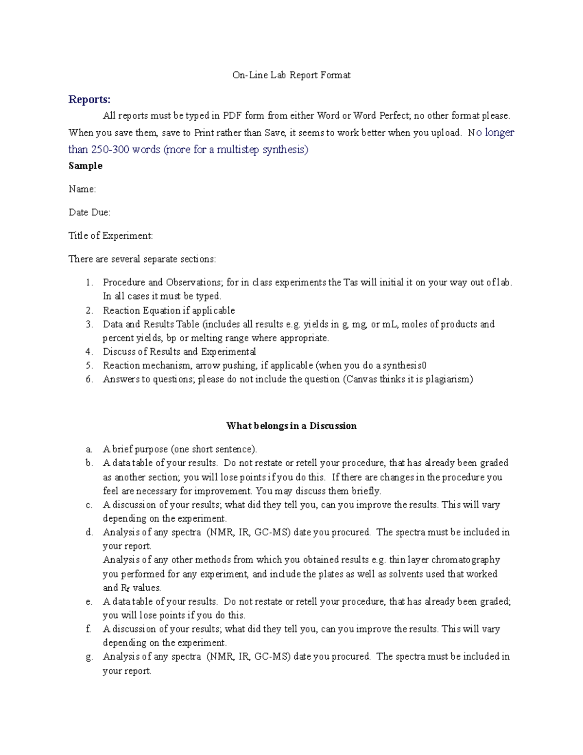 On-Line Lab Report Format Guide and Requirements - Studocu