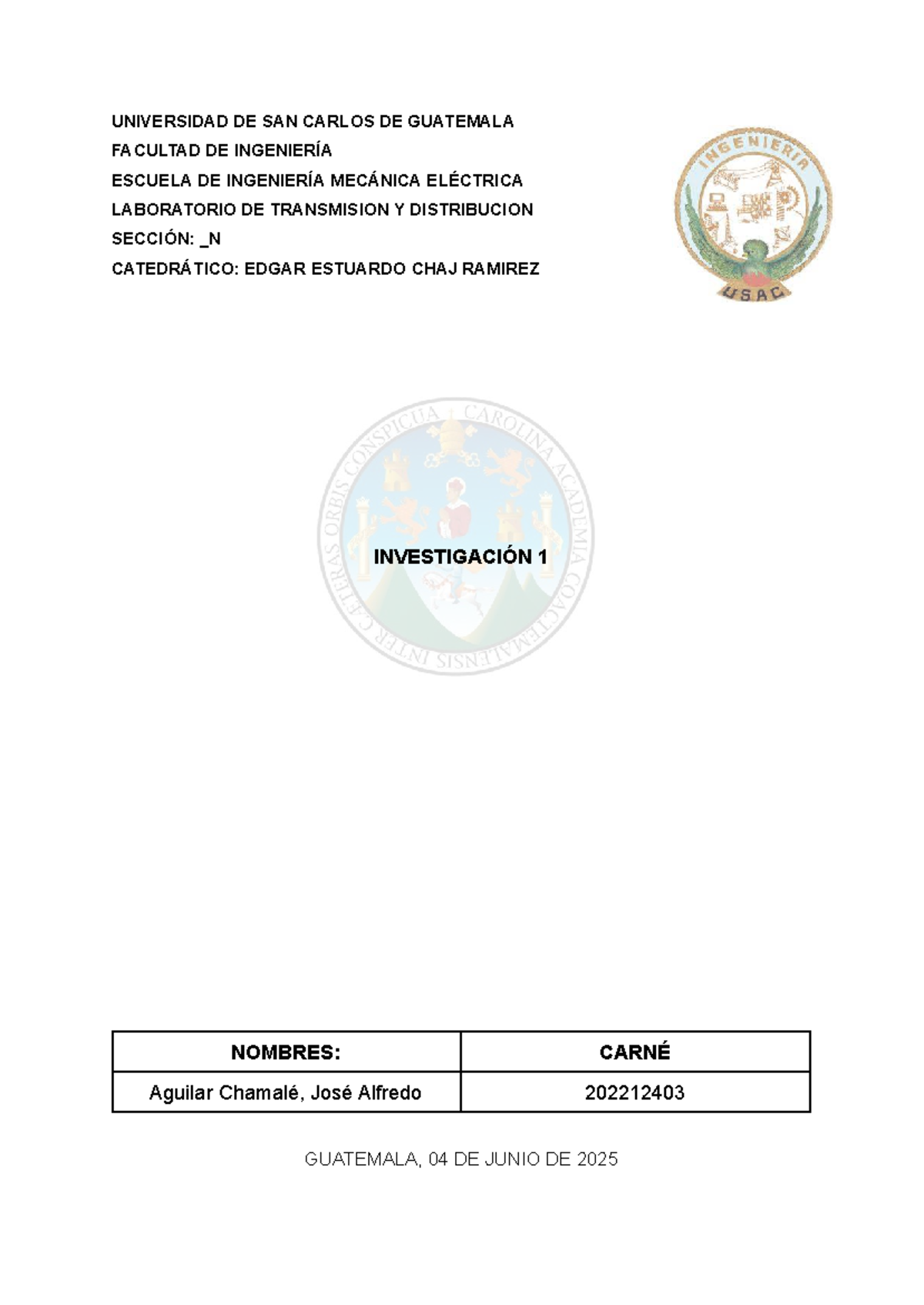 Investigación 1: Niveles de Voltaje y Seguridad Eléctrica - 202212403 - Document Preview