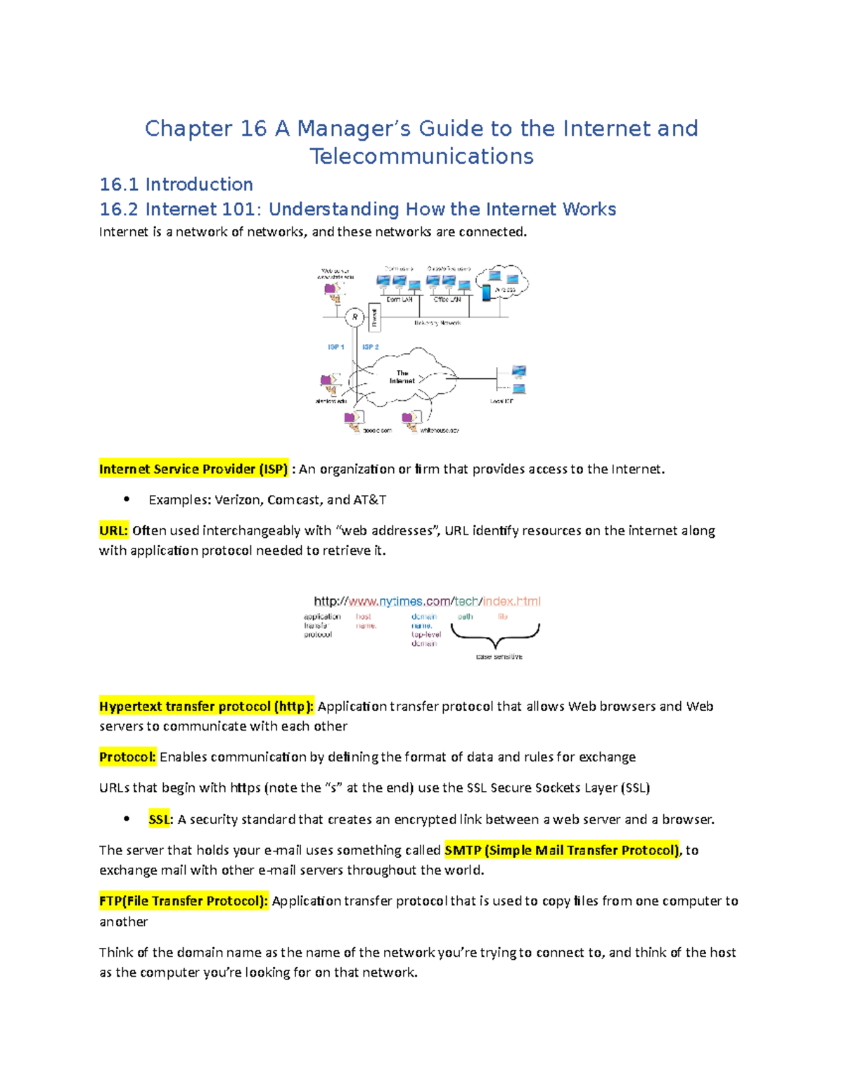 Chapter 16 A Manager's Guide to the Internet and Telecommunications ...
