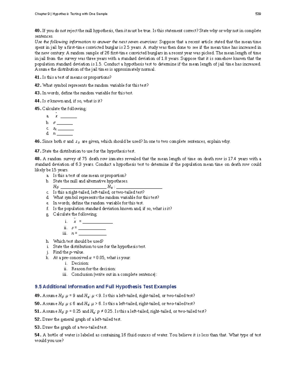 Chapter 9: Hypothesis Testing with One Sample (Introductory Statistics ...